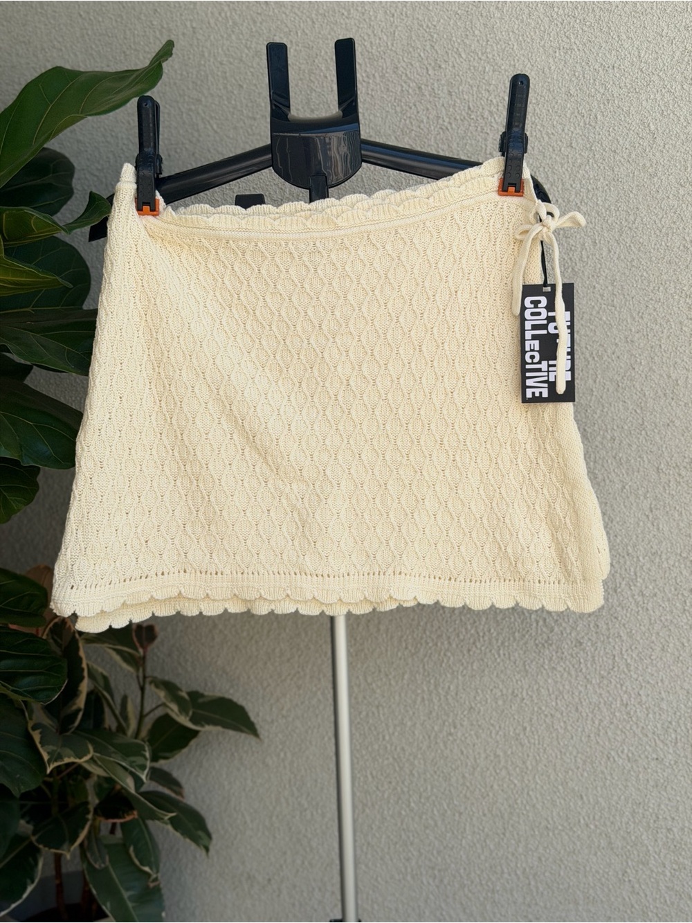 The Collective Cream Knit Mini Skirt with Scallop Trim